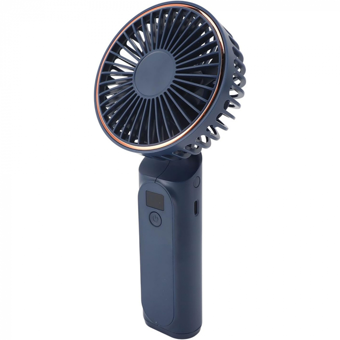 Premium Mini Hand Fan (M12) - with LED Digital Display, USB-C Rechargeable, 6 Wind Speeds, 5000mAh - Blue [4]