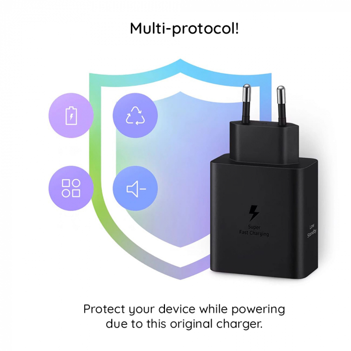 Samsung - Original Wall Charger T5020XBE (EP-T5020XBEGEU) - 2x Type-C, 50W, with USB-C Cable - Black [4]