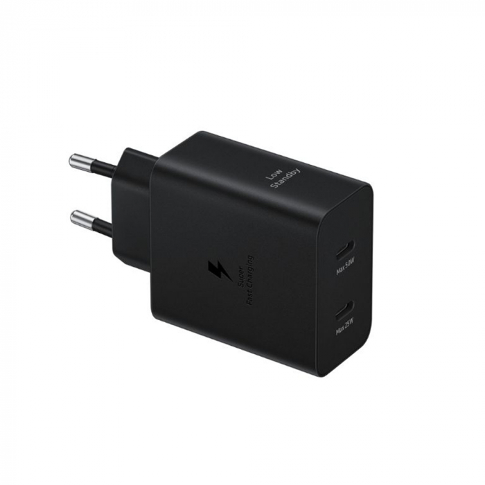 Samsung - Original Wall Charger T5020XBE (EP-T5020XBEGEU) - 2x Type-C, 50W, with USB-C Cable - Black [1]