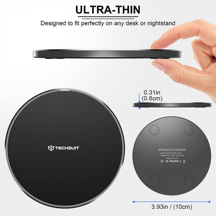 Techsuit - Wireless Charger Premium (CHWR031) - RGB Colors, 15W, 3A - White [7]