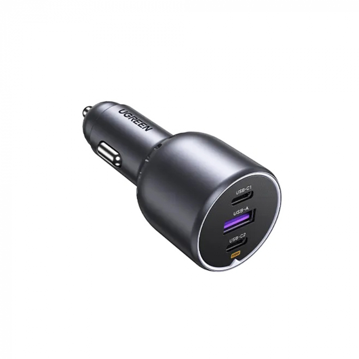 Ugreen - Car Charger EC705 (35025) - for Phone, Laptop, Tablet, Fast Charge, LED Light, 2x USB-C, USB, 130W - Grey [4]