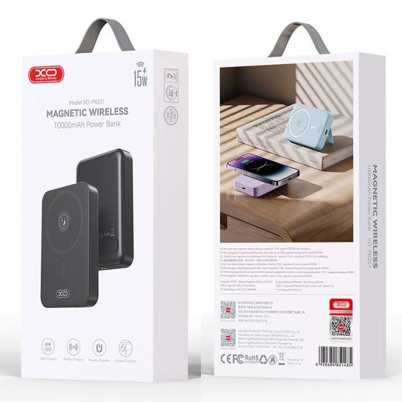 XO (PR231) - Baterie Externa, PowerBank Wireless 15W+PD20W, Magnetica, Suport Stand, 10000mAh, Fast Charge [5]