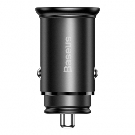 Baseus - Car Charger Circular Metal (CCALL-BS01) - Type-C, USB, PPS 30W, Multi Protocol - Black [1]