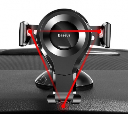 Baseus - Car Holder Osculum (SUYL-XP01) - Gravity Grip for Dashboard, Windshield, 360° Rotating, Suction Cup Clamp - Black [6]