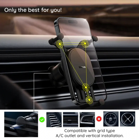 Baseus - Car Holder (SUWX000001) - Stable Gravitational, for Air Vent - Black [7]