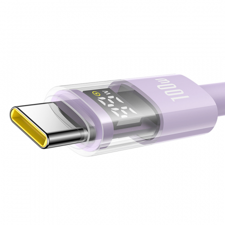 Baseus - Data Cable Display 2 (P10382702511-00) - Fast Charging, Type-C to Type-C, Digital Display, 100W, 1m - Nebula Purple [2]
