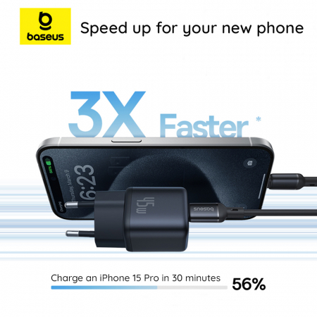 Baseus - Wall Charger PicoGo  - GaN, Fast Charging, 45W, USB-C - Baby Pink [8]