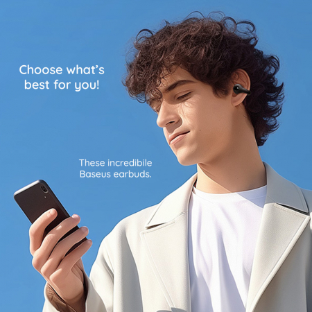 Baseus - Wireless Earbuds AirGo AS01 (A00069101223-00) - for Sports, Bluetooth 5.3, Noise Reduction, 2-Mic ENC - White [7]