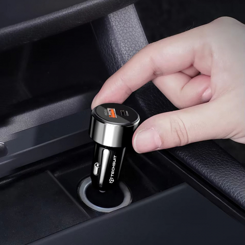 Car Charger Premium (TE-P31) - USB QC3.0 18W, Type-C PD30W, Total 48W, LED Light - Black [6]