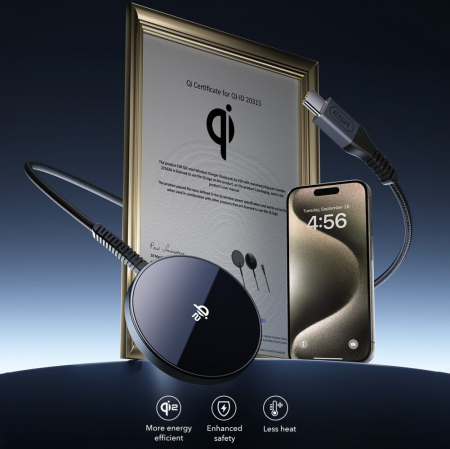 ESR - Mini Magnetic Wireless Charger HaloLock Qi2 - MagSafe Compatible, 15W, with Type-C Cable, 1.5m - Black [4]