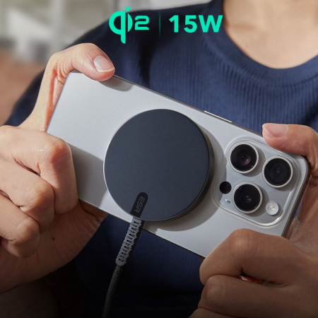 ESR - Mini Magnetic Wireless Charger HaloLock Qi2 - MagSafe Compatible, 15W, with Type-C Cable, 1.5m - Black [5]
