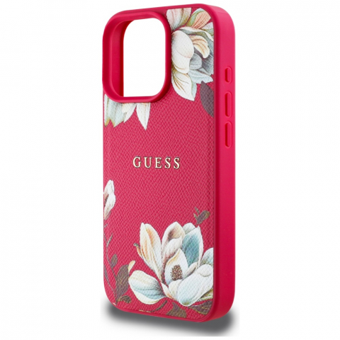 Guess - Grained Flowers MagSafe (GUHMP16LPGNMPLMF) - iPhone 16 Pro - Fuchsia [2]