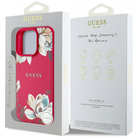 Guess - Grained Flowers MagSafe (GUHMP16XPGNMPLMF) - iPhone 16 Pro Max - Fuchsia [6]