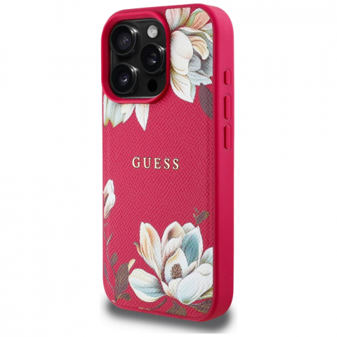 Guess - Grained Flowers MagSafe (GUHMP16XPGNMPLMF) - iPhone 16 Pro Max - Fuchsia [3]