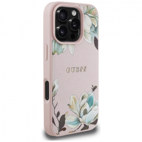 Guess - Grained Flowers MagSafe (GUHMP16XPGNMPLMP) - iPhone 16 Pro Max - Pink [3]