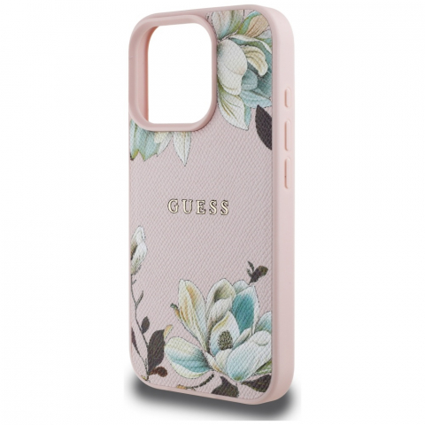 Guess - Grained Flowers MagSafe (GUHMP16XPGNMPLMP) - iPhone 16 Pro Max - Pink [2]