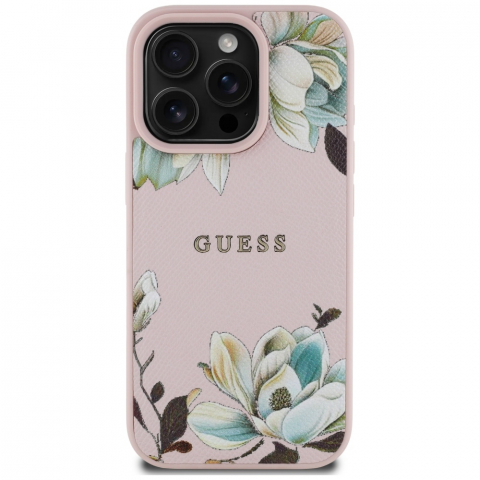 Guess - Grained Flowers MagSafe (GUHMP16XPGNMPLMP) - iPhone 16 Pro Max - Pink [5]