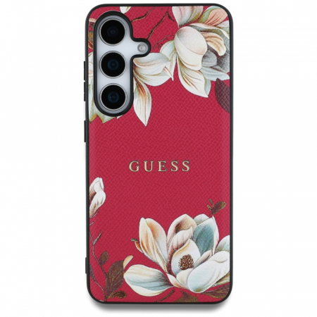 Huse - Guess - Grained Flowers MagSafe (GUHMS25SPGNMPLMF) - Samsung Galaxy S25 - Fuchsia