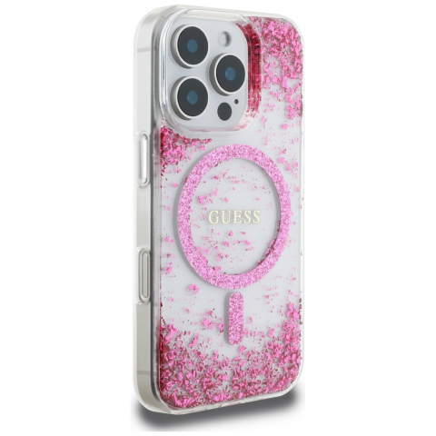 Guess - Hardcase Resin Bottom Glitter MagSafe (GUHMP16LRGRGEP) - iPhone 16 Pro - Pink [1]