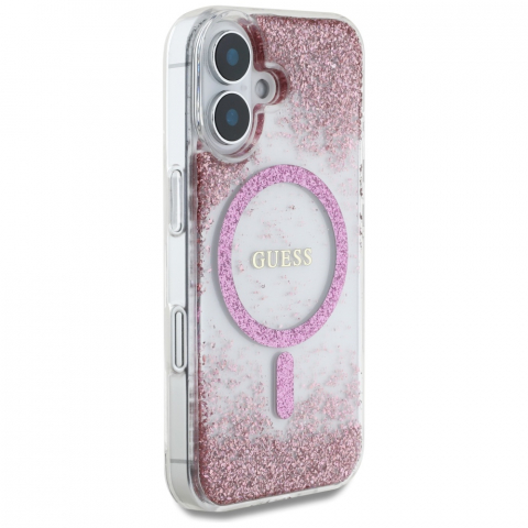 Guess - Hardcase Resin Bottom Glitter MagSafe (GUHMP16SRGRGEP) - iPhone 16 - Pink [1]