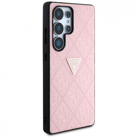 Guess - Leather Grained Hot Stamp 4G Triangle Metal - Samsung Galaxy S25 Ultra - Pink [2]