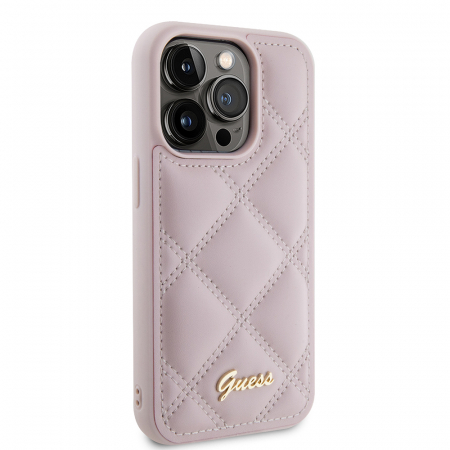 Guess - Quilted Metal Logo (GUHCP15LPSQSQSP) - iPhone 15 Pro - Pink [1]