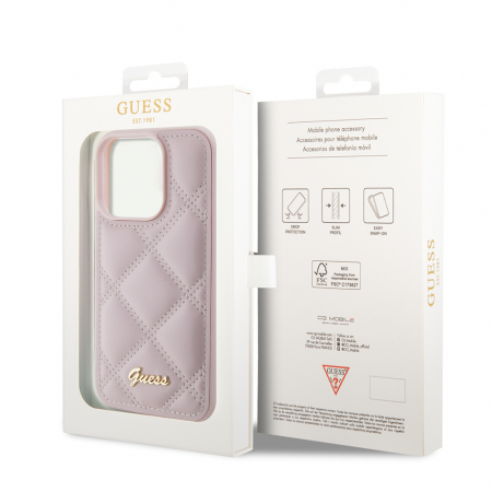 Guess - Quilted Metal Logo (GUHCP15LPSQSQSP) - iPhone 15 Pro - Pink [4]