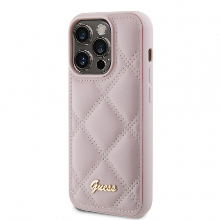 Huse - Guess - Quilted Metal Logo (GUHCP15LPSQSQSP) - iPhone 15 Pro - Pink