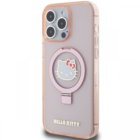 Hello Kitty - Hardcase Ring Stand Glitter Electrop Logo MagSafe (HKHMP15XHRSGEP) - iPhone 15 Pro Max - Pink [1]