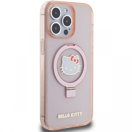 Hello Kitty - Hardcase Ring Stand Glitter Electrop Logo MagSafe (HKHMP15XHRSGEP) - iPhone 15 Pro Max - Pink [3]