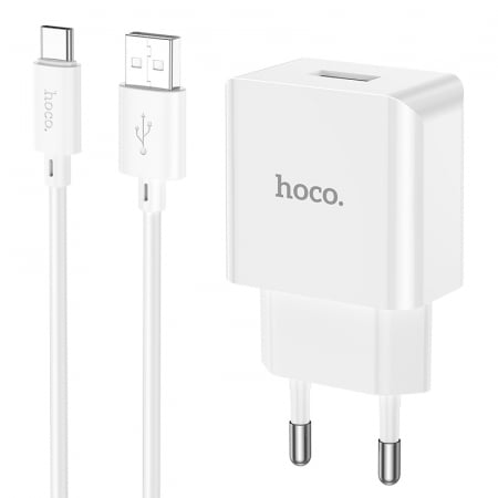 TOATE - Hoco (C106A) - Incarcator Retea + Cablu USB-C, 10.5W, 2.1A, 1xUSB-A, QC 3.0