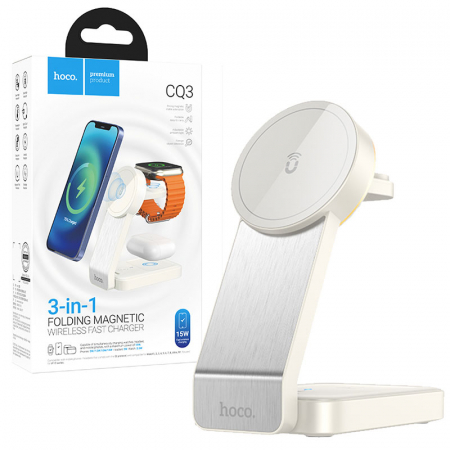 Hoco (CQ3) - Statie Incarcare Wireless, MagSafe, 15W, Qi Charging, Stand, 3 in 1 [3]