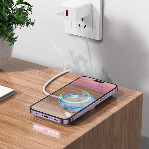 Hoco (CW53) - Incarcator Wireless, Magnetic, 15W, Qi Charging, Universal | Silver [2]