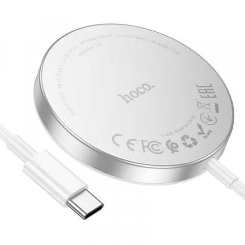 Hoco (CW53) - Incarcator Wireless, Magnetic, 15W, Qi Charging, Universal | Silver [5]