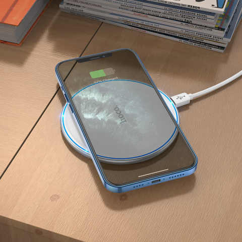 Hoco (CW6 Pro) - Incarcator Wireless, Ultra Thin, 15W, Qi Charging, Ambient Light, White [1]