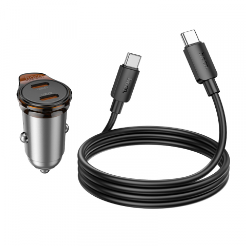 Hoco (NZ16B) - Incarcator Auto + Cablu USB-C, 1m, PD45W, 2xUSB-C [2]