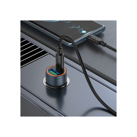 Hoco (Z57A) - Incarcator Auto, PD30W, 1xUSB-C, 1xUSB-A, Gray [3]