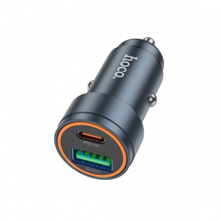 Hoco (Z57A) - Incarcator Auto, PD30W, 1xUSB-C, 1xUSB-A, Gray [1]