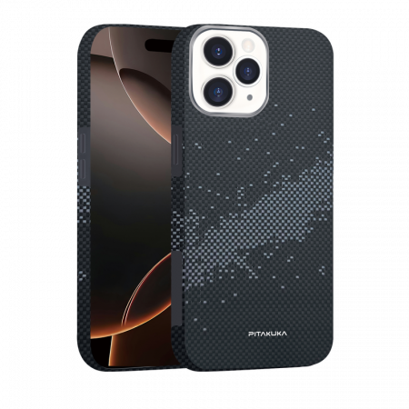 Huse - Husa Aramid PTK » iPhone 16 Pro Max, Kevlar Fiber, cu MagSafe, Splash GRAY