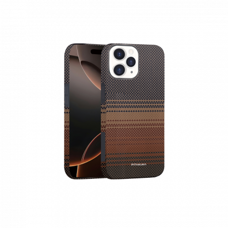 Huse - Husa Aramid PTK » iPhone 16 Pro Max, Kevlar Fiber, cu MagSafe, Sunset YELLOW