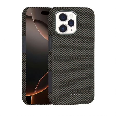 Huse - Husa Aramid PTK » iPhone 16 Pro Max, Kevlar Fiber, cu MagSafe, Woven BROWN