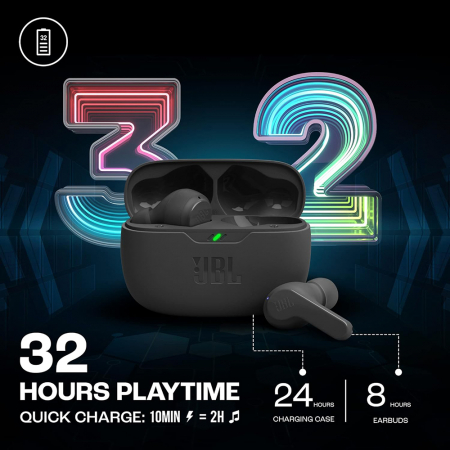 JBL - Wireless Earbuds (Wave Beam) - TWS, Microphone, Deep Bass Sound, IP54 - Black [3]