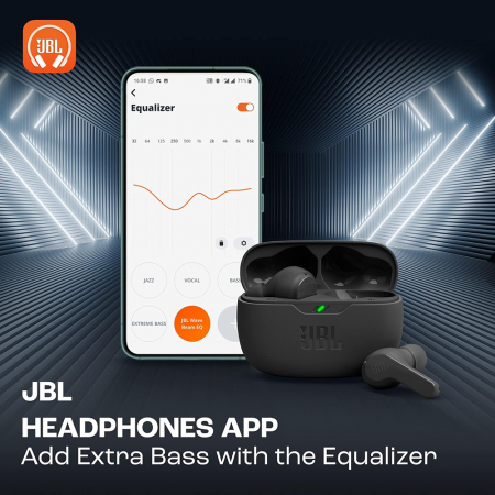 JBL - Wireless Earbuds (Wave Beam) - TWS, Microphone, Deep Bass Sound, IP54 - Black [4]