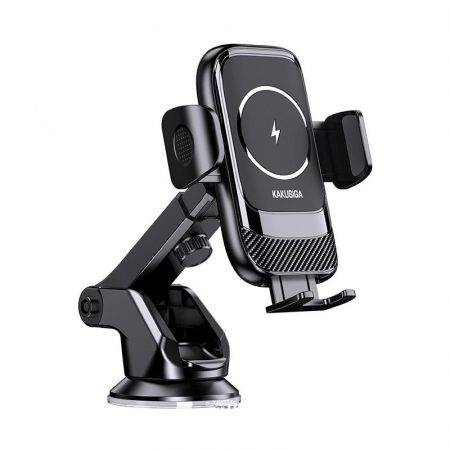 Kaku (KSC-1183) - Suport Auto, Wireless cu incarcare Wireless, 15W, fixare dubla, montaj Bord, cleme laterale, AutoGravity, 360°, Black [2]