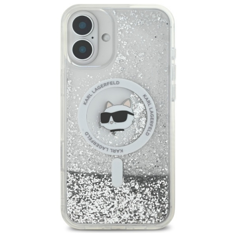 Huse - Karl Lagerfeld - Glitter Liquid MagSafe (KLHMP16SLGCHSGH) - iPhone 16 - Transparent Choupette Head