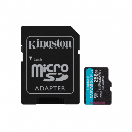 Memorie - Kingston - Memory Card Canvas Go Plus (SDCG3/256GB) - MicroSDXC, with Adapter, 256GB, Class 10 / UHS-1 U3 - Black