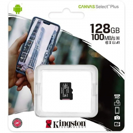 Kingston - Memory Card Canvas Select Plus (SDCS2/128GBSP) - MicroSDXC, 128GB, Class 10 / UHS-1 U3 - Black [1]