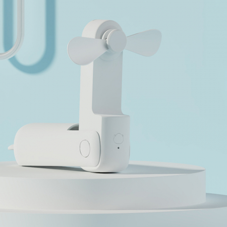 Mini Portable Hand Fan (HZ001) - 2000mAH, USB Rechargeable, 3 Speeds Adjustable - White [3]