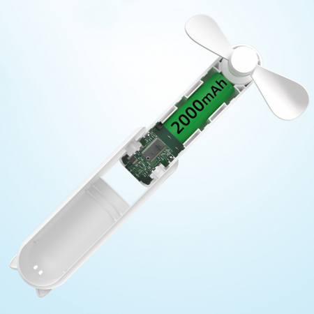 Mini Portable Hand Fan (HZ001) - 2000mAH, USB Rechargeable, 3 Speeds Adjustable - White [1]