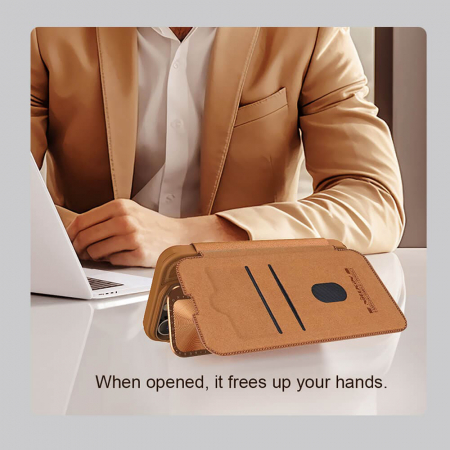 Nillkin - Qin Prop Leather Case - iPhone 16 - Brown [3]